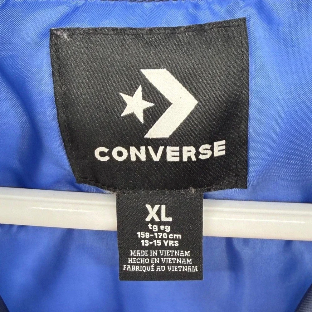 Converse‎ Navy Blue Bomber Varsity Jacket Full Zip Logo Back Coat Youth XL New